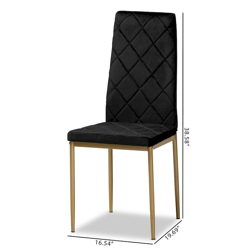 Modern Glam 4-Piece Velvet Dining Chair Set with Gold Legs