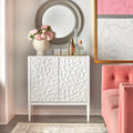 2-Door Cabinet with Geometric Accents and Hidden Magnetic Closure