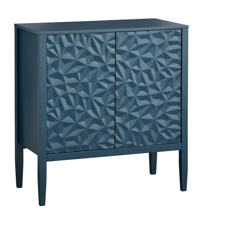 2-Door Cabinet with Geometric Accents and Hidden Magnetic Closure