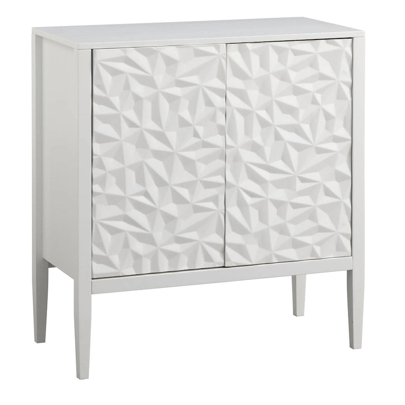 2-Door Cabinet with Geometric Accents and Hidden Magnetic Closure