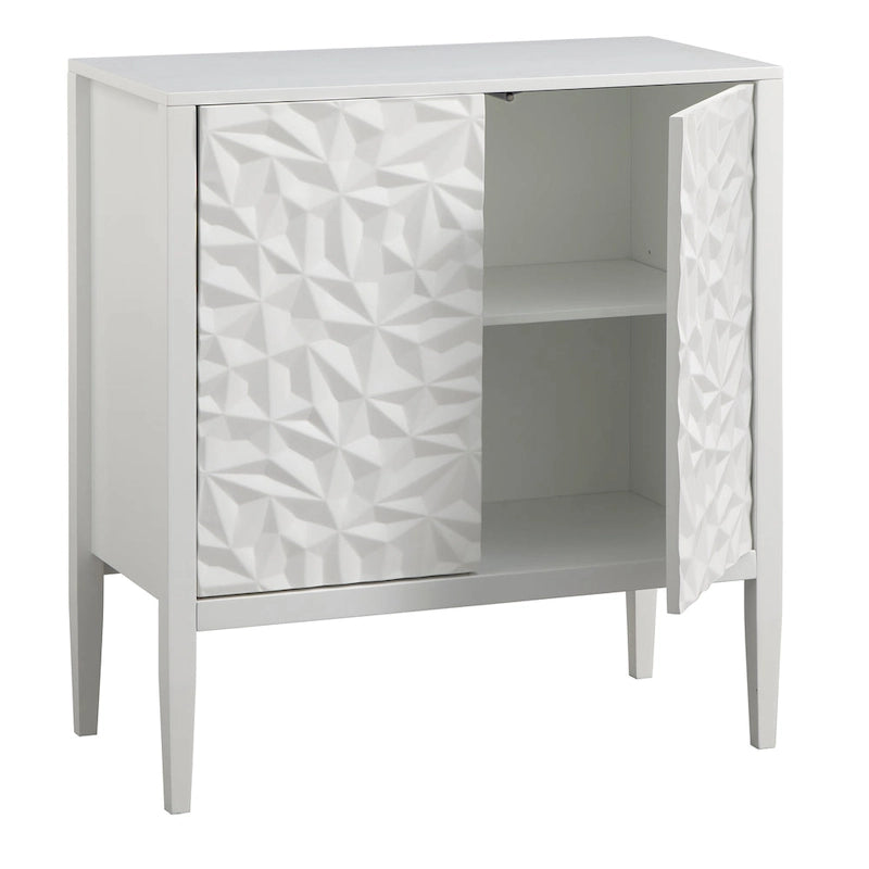 2-Door Cabinet with Geometric Accents and Hidden Magnetic Closure