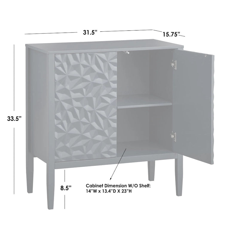 2-Door Cabinet with Geometric Accents and Hidden Magnetic Closure