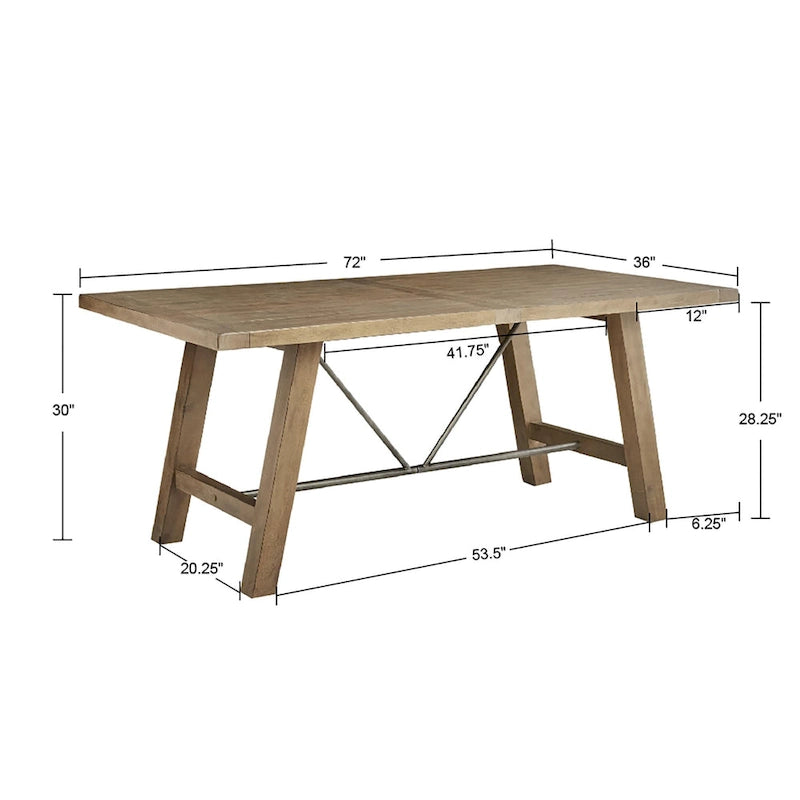 72" Solid Pine Rectangle Dining Table