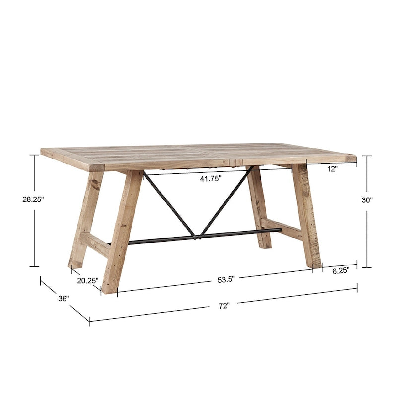 72" Solid Pine Rectangle Dining Table