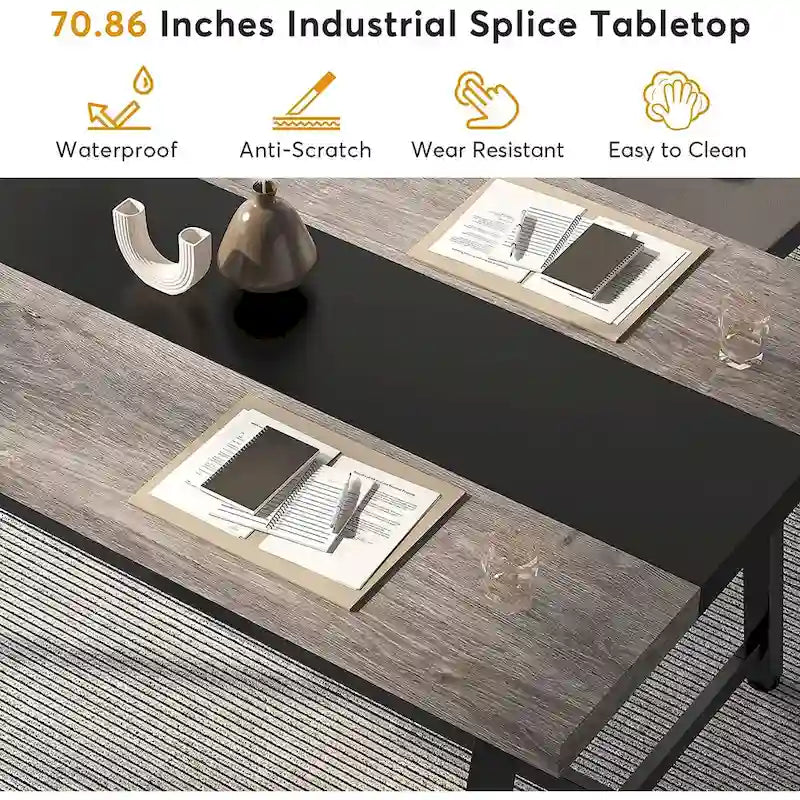 6FT Rectangle Conference Table, 70.87 Meeting Table for 6-8 People