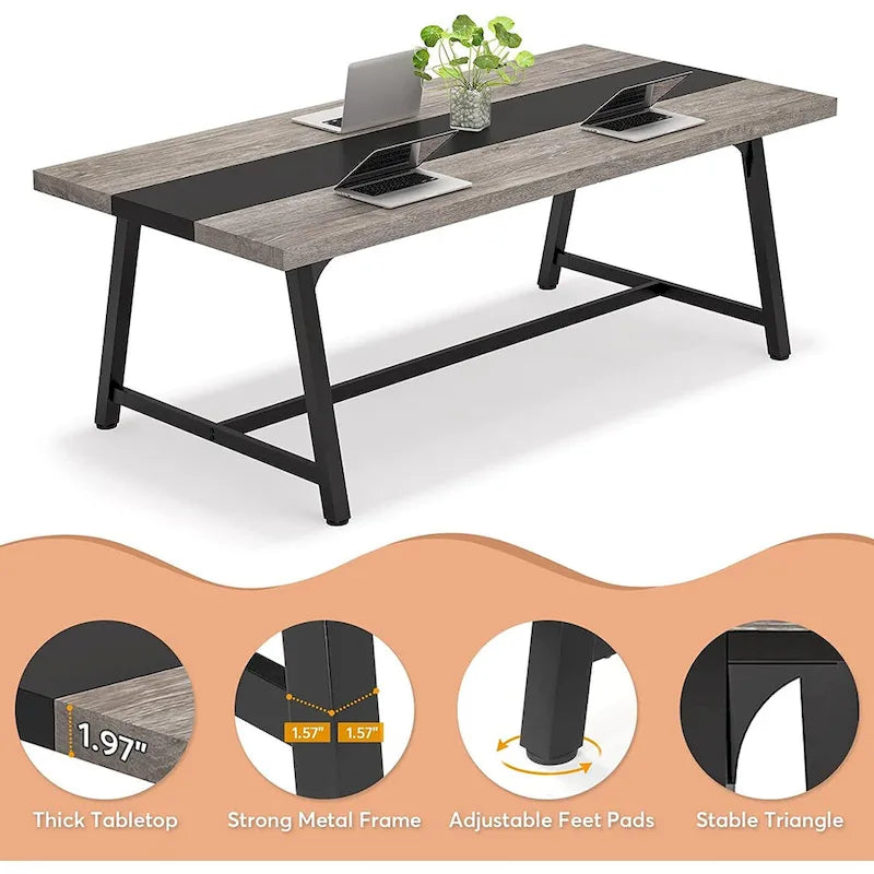 6FT Rectangle Conference Table, 70.87 Meeting Table for 6-8 People