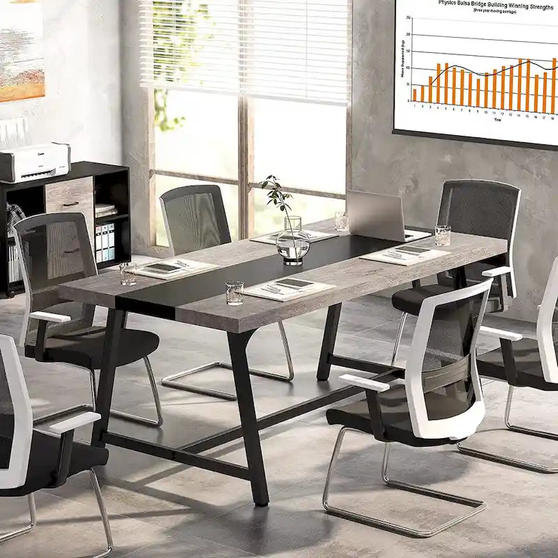 6FT Rectangle Conference Table, 70.87 Meeting Table for 6-8 People