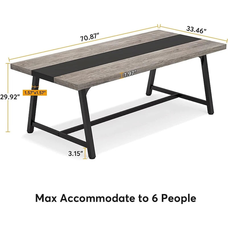6FT Rectangle Conference Table, 70.87 Meeting Table for 6-8 People