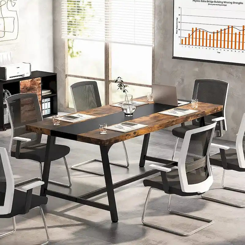 6FT Rectangle Conference Table, 70.87 Meeting Table for 6-8 People