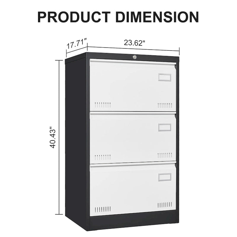 Metal Lateral 3 Drawer File Cabinet with Lock