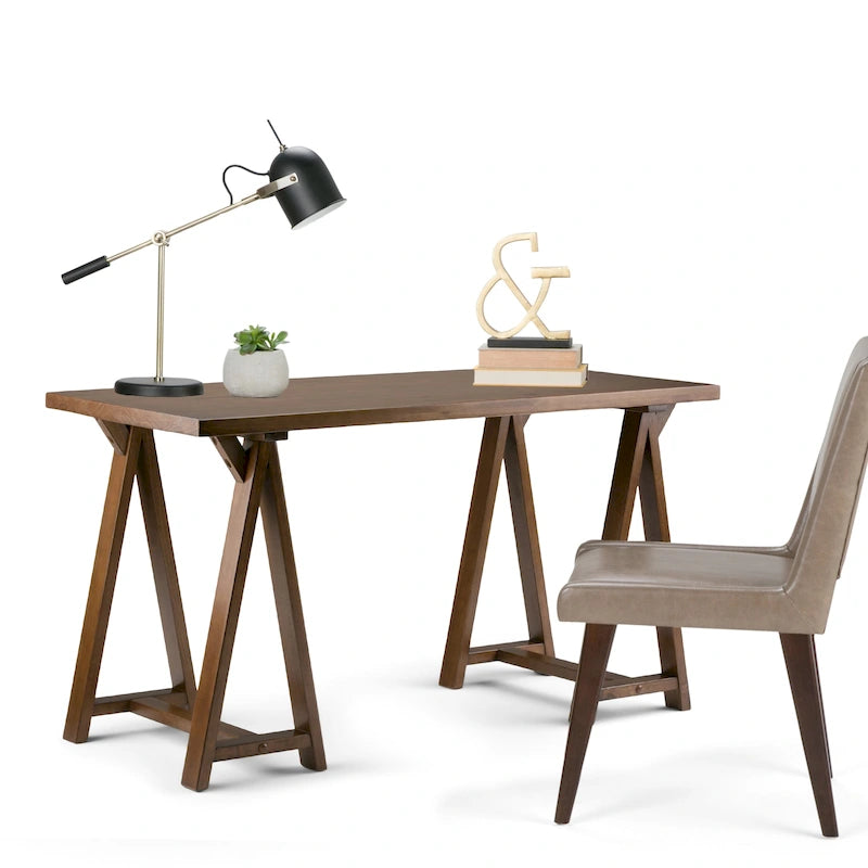 56" Solid Wood Modern Industrial Writing Desk