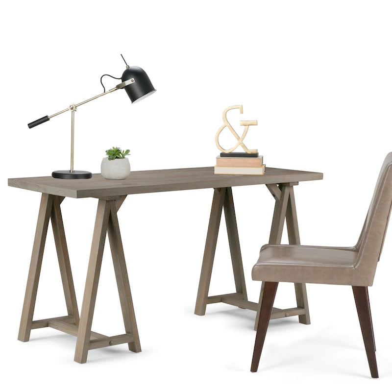 56" Solid Wood Modern Industrial Writing Desk