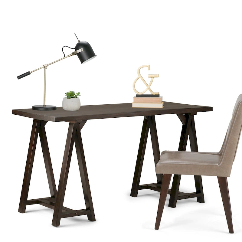 56" Solid Wood Modern Industrial Writing Desk