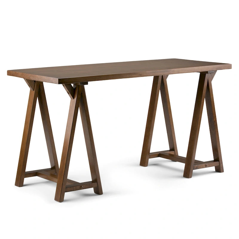 56" Solid Wood Modern Industrial Writing Desk