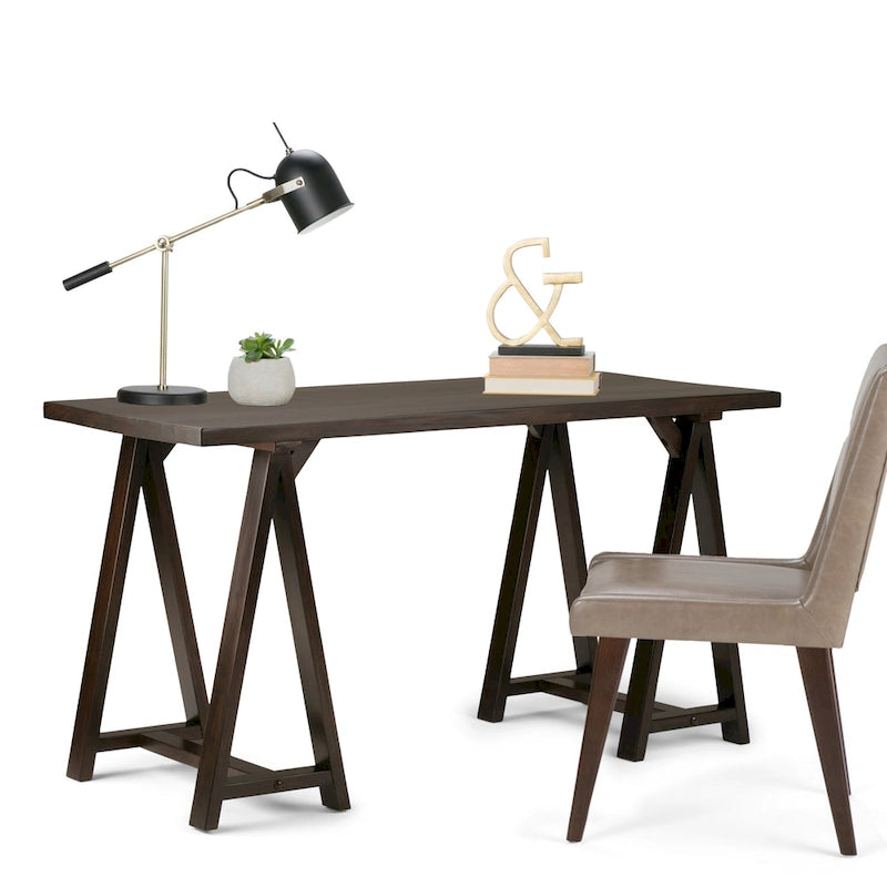 56" Solid Wood Modern Industrial Writing Desk