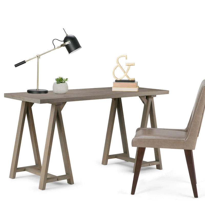 56" Solid Wood Modern Industrial Writing Desk
