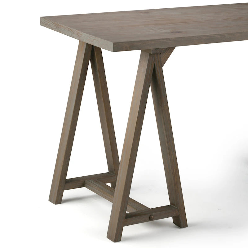 56" Solid Wood Modern Industrial Writing Desk