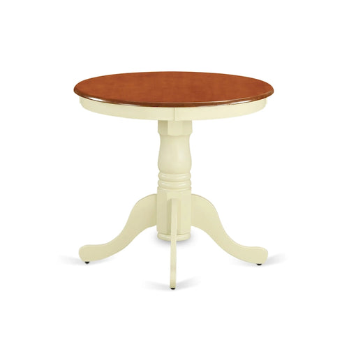 30" Round Pedestal Dining Table - Cherry & Buttermilk