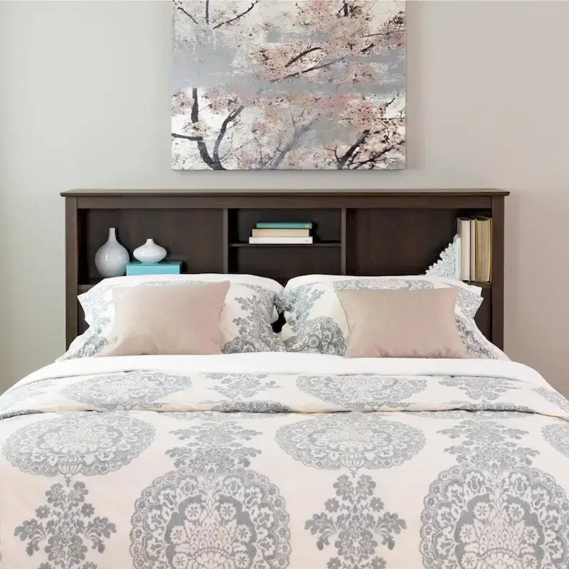 Espresso Full/Queen Bookcase Headboard