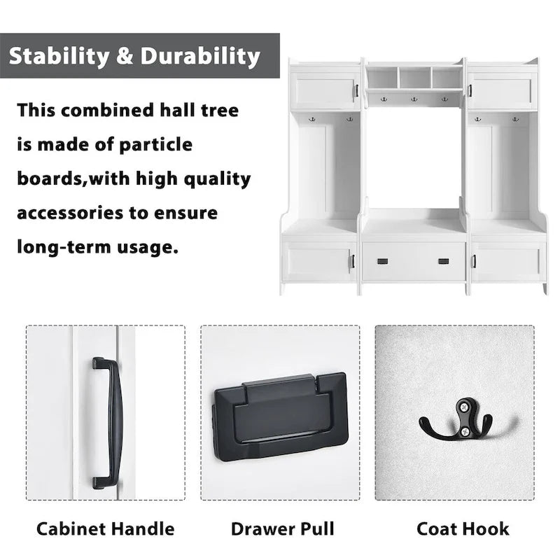 4-in-1 Multifunctional Entryway Hall Tree with 7 Hooks