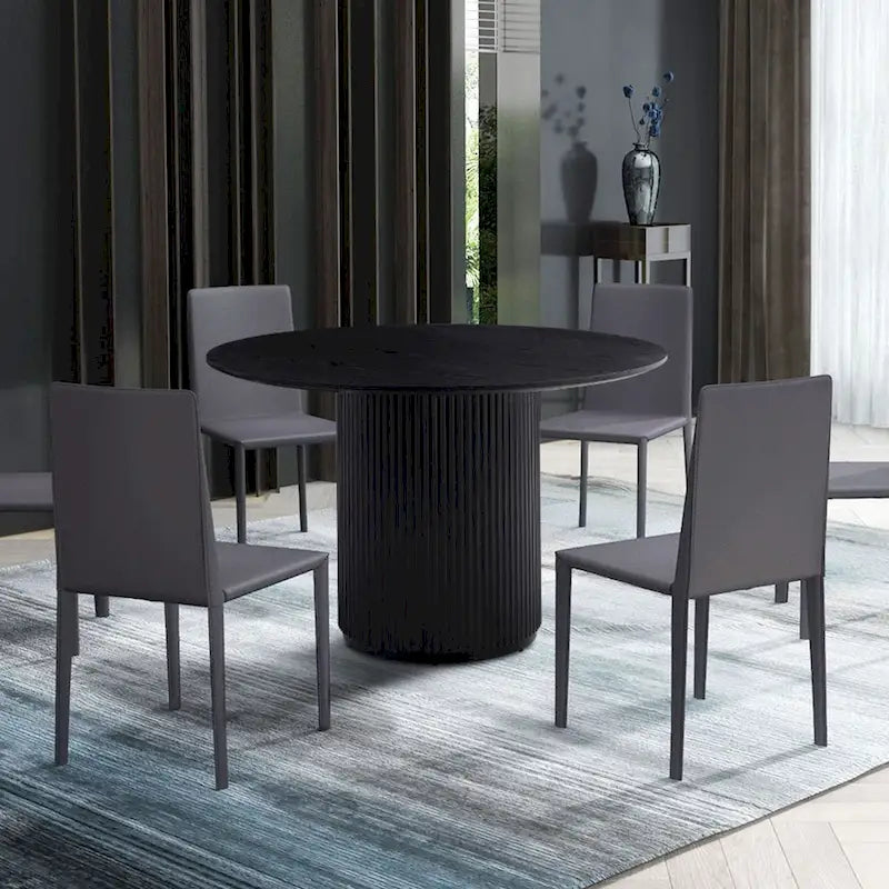 Black Round Pedestal Dining Table