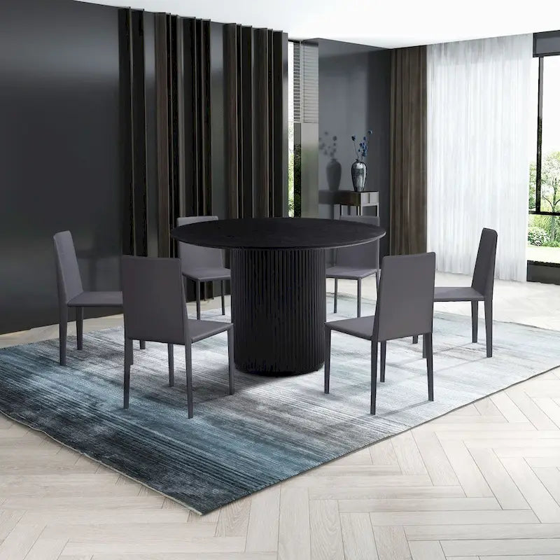 Black Round Pedestal Dining Table