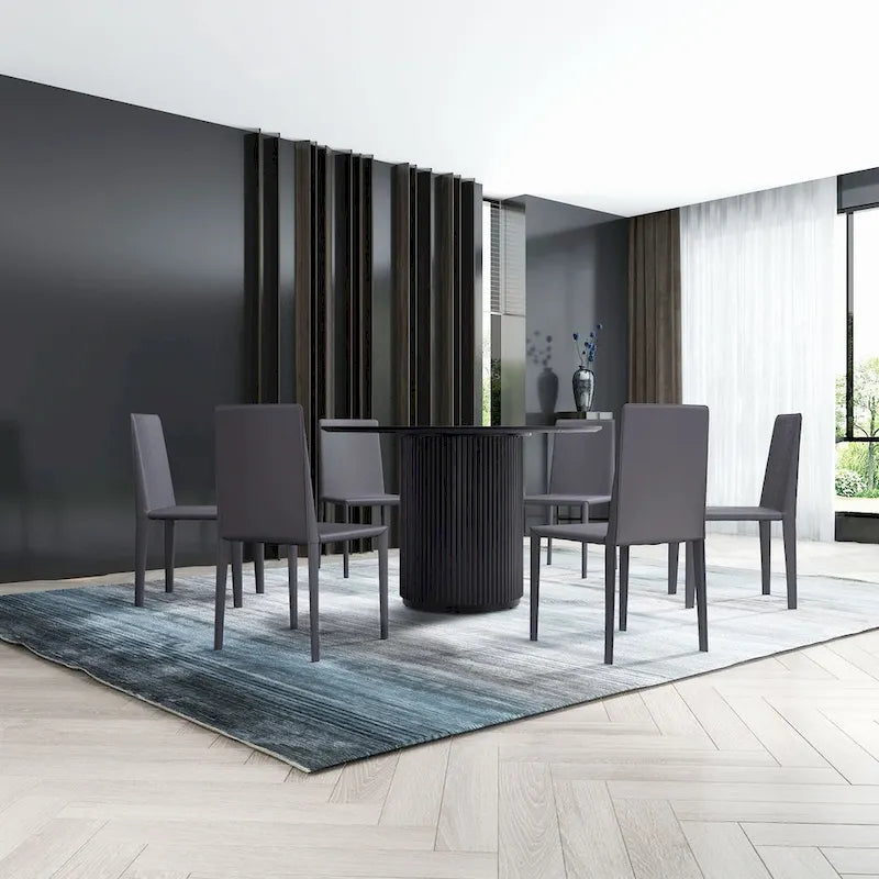 Black Round Pedestal Dining Table