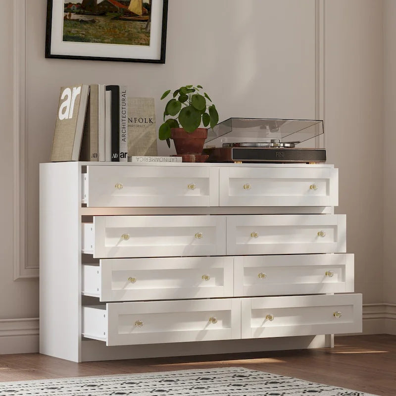 White Dresser and Vanity Combo with Crystal Knobs