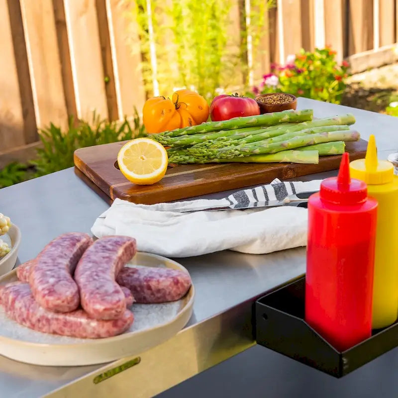 Outdoor Stainless Steel BBQ Preparation Cart with Double Shelf