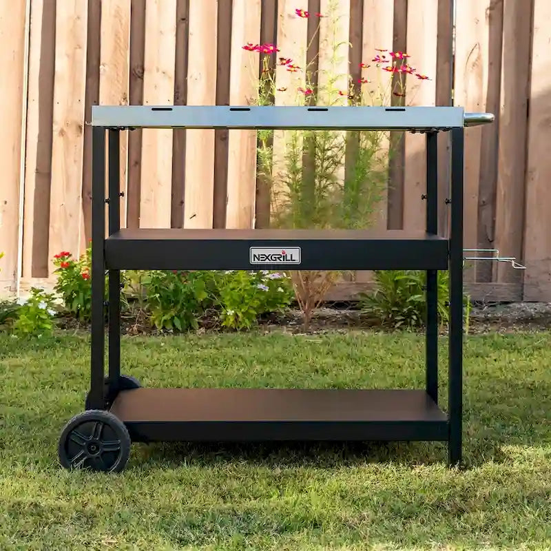Outdoor Stainless Steel BBQ Preparation Cart with Double Shelf