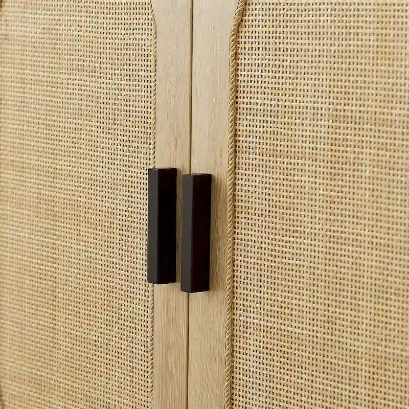 Rustic Storage Cabinet with 2 Rattan Doors