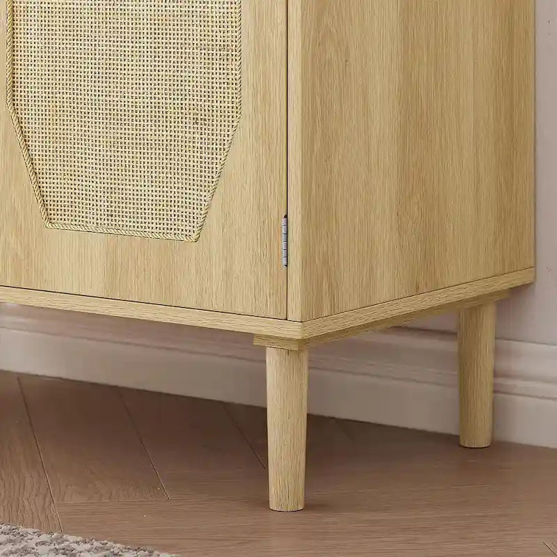 Rustic Storage Cabinet with 2 Rattan Doors