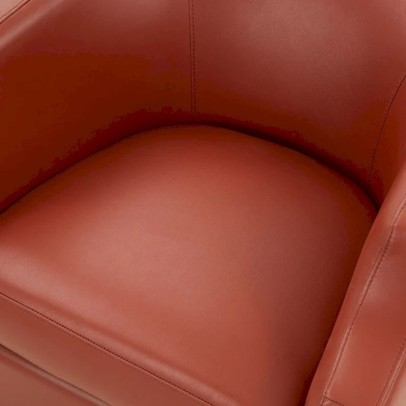 Midnight Blue Top Grain Leather Swivel Glider Barrel Chair