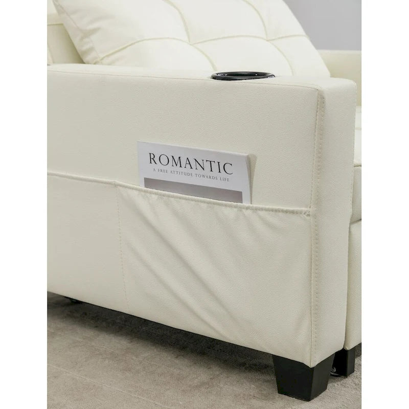 3-in-1 Convertible Futon Chair Bed with USB Ports
