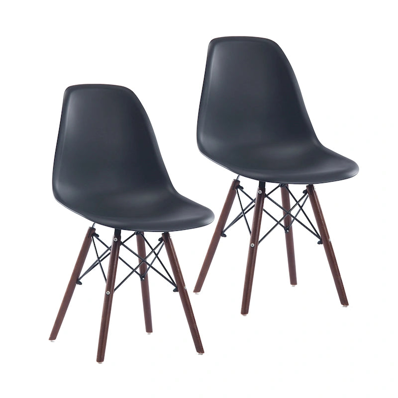 Modern Ergonomic Dining Chair Set of 2 with Walnut Wood Legs