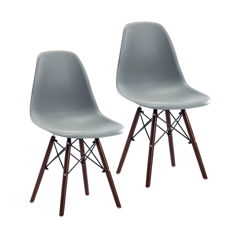 Modern Ergonomic Dining Chair Set of 2 with Walnut Wood Legs