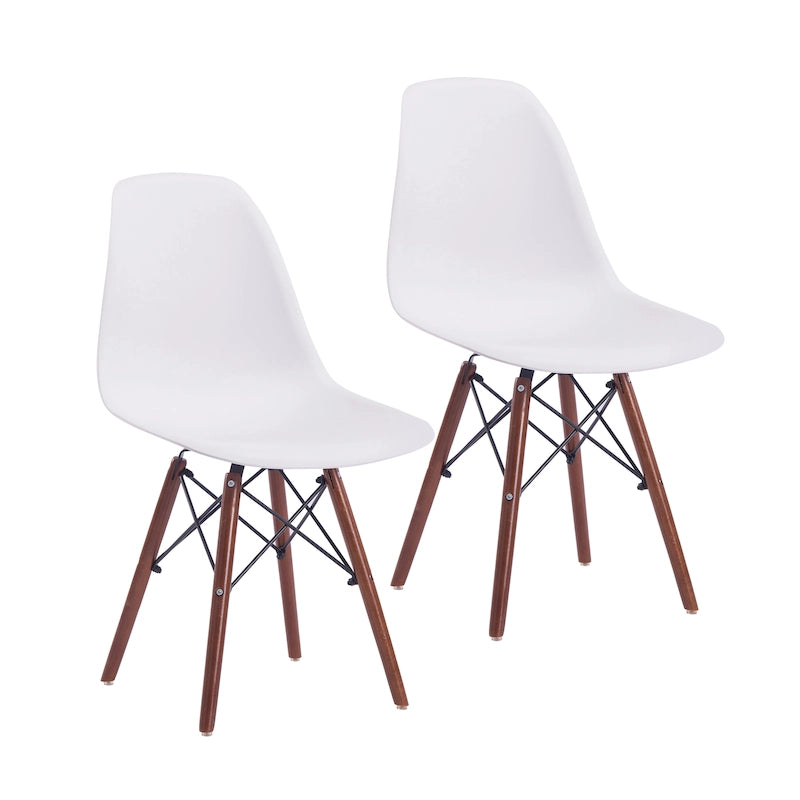Modern Ergonomic Dining Chair Set of 2 with Walnut Wood Legs