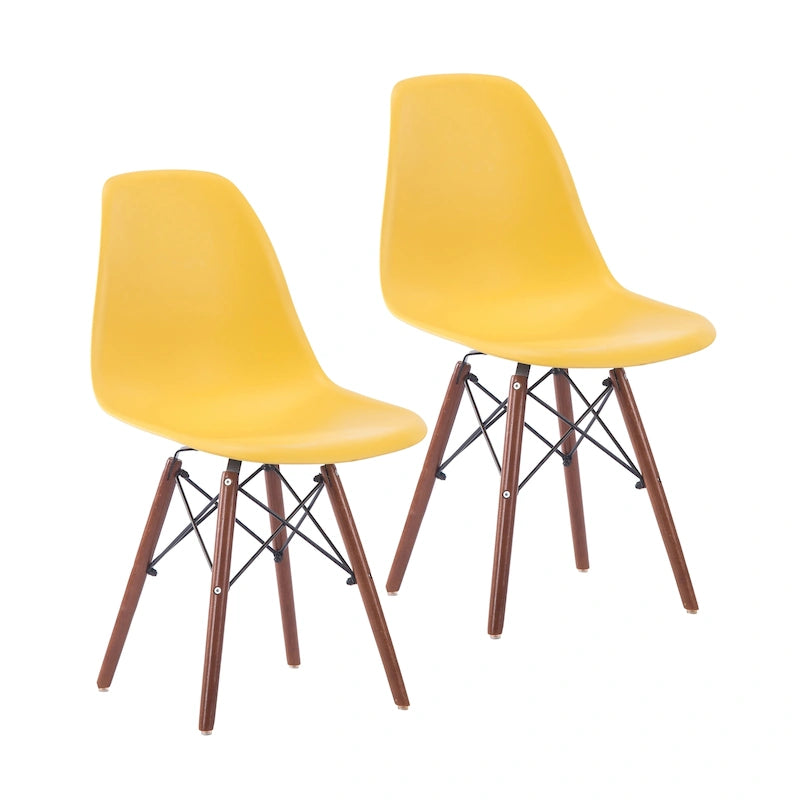 Modern Ergonomic Dining Chair Set of 2 with Walnut Wood Legs