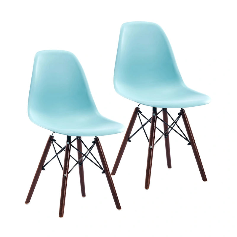 Modern Ergonomic Dining Chair Set of 2 with Walnut Wood Legs