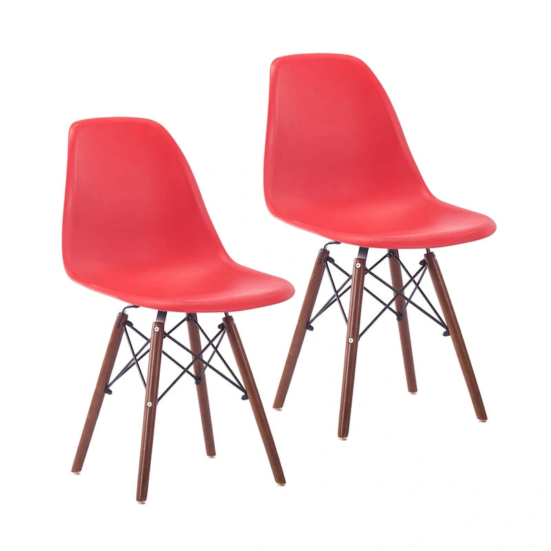 Modern Ergonomic Dining Chair Set of 2 with Walnut Wood Legs