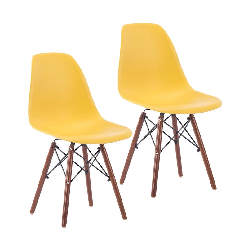 Modern Ergonomic Dining Chair Set of 2 with Walnut Wood Legs