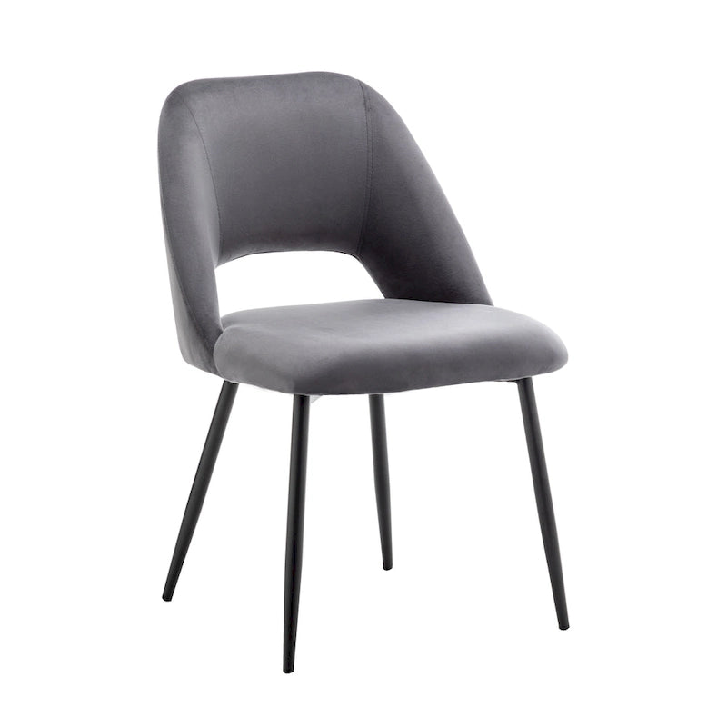 Velvet Dining Chairs with Steel Legs, Set of 2