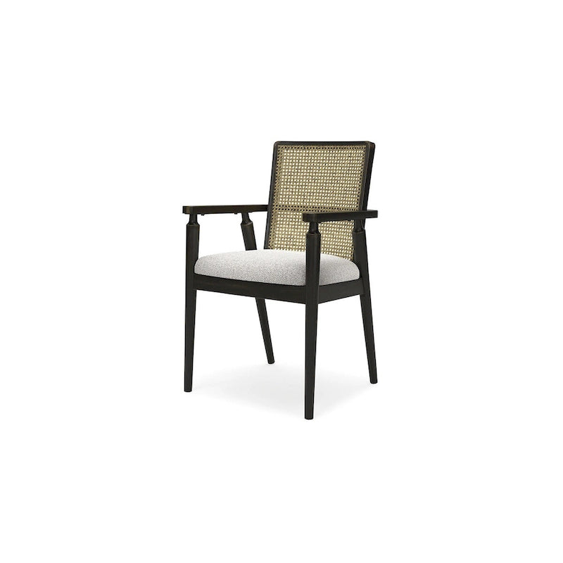 Black & Gray Faux Cane Back Dining Arm Chair