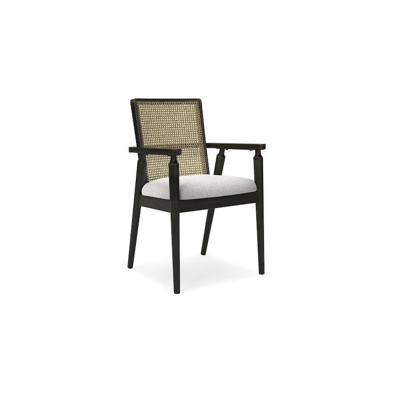 Black & Gray Faux Cane Back Dining Arm Chair