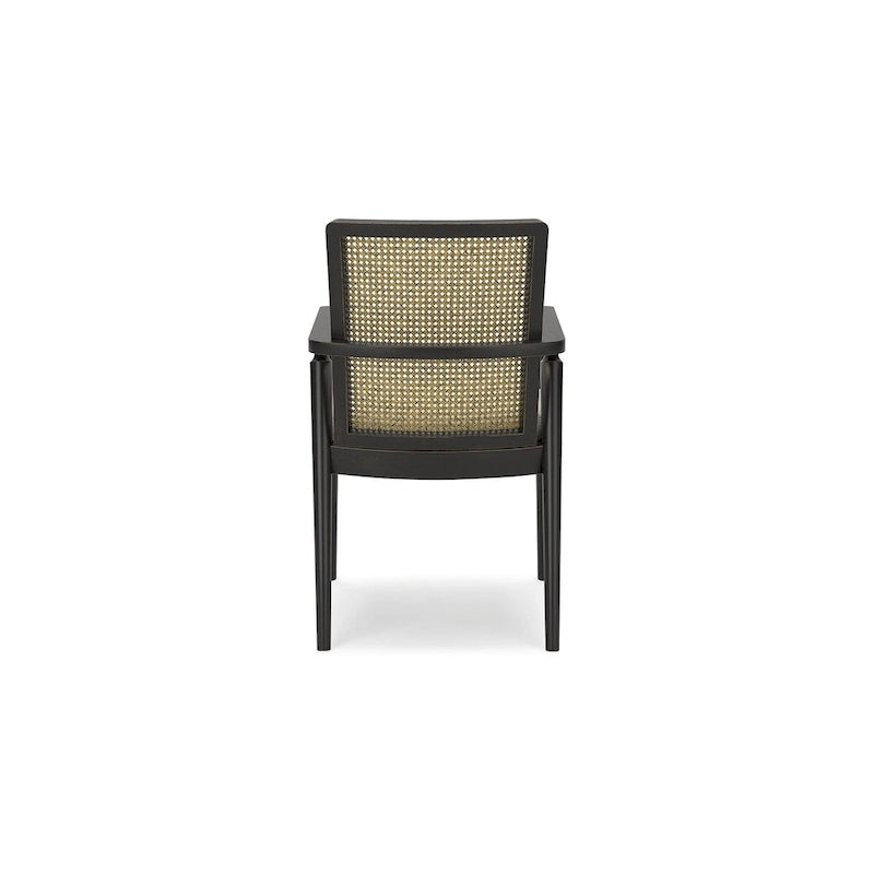 Black & Gray Faux Cane Back Dining Arm Chair