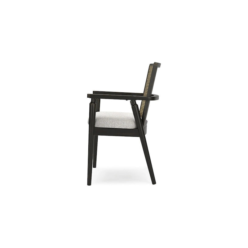 Black & Gray Faux Cane Back Dining Arm Chair