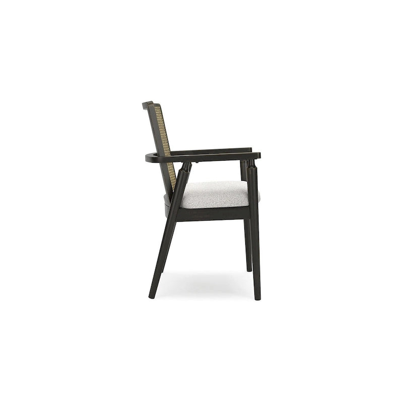 Black & Gray Faux Cane Back Dining Arm Chair