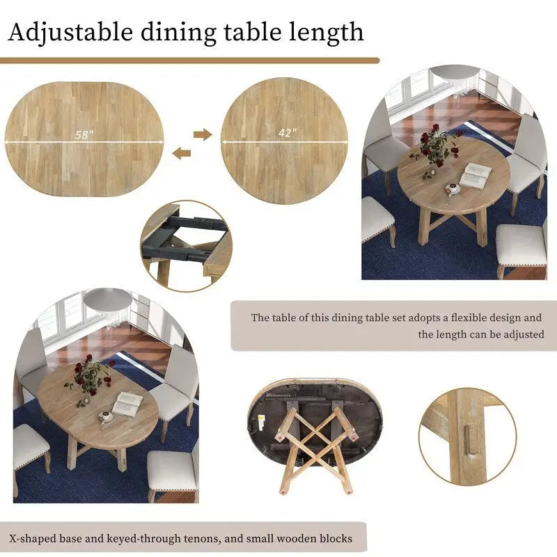 Farmhouse Round Extendable Dining Table with Leaf