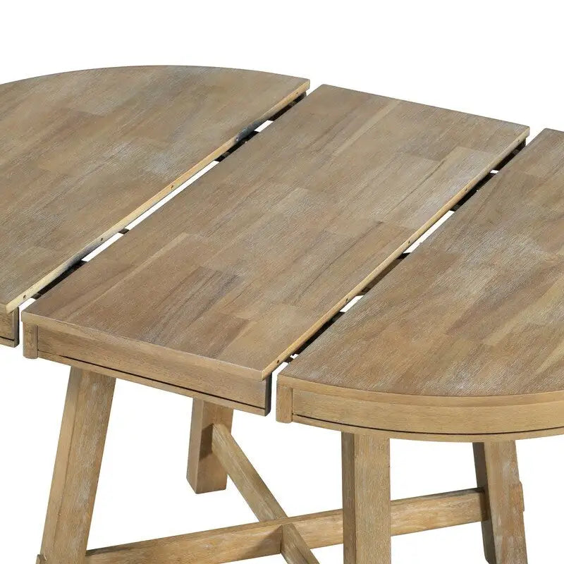 Farmhouse Round Extendable Dining Table with Leaf