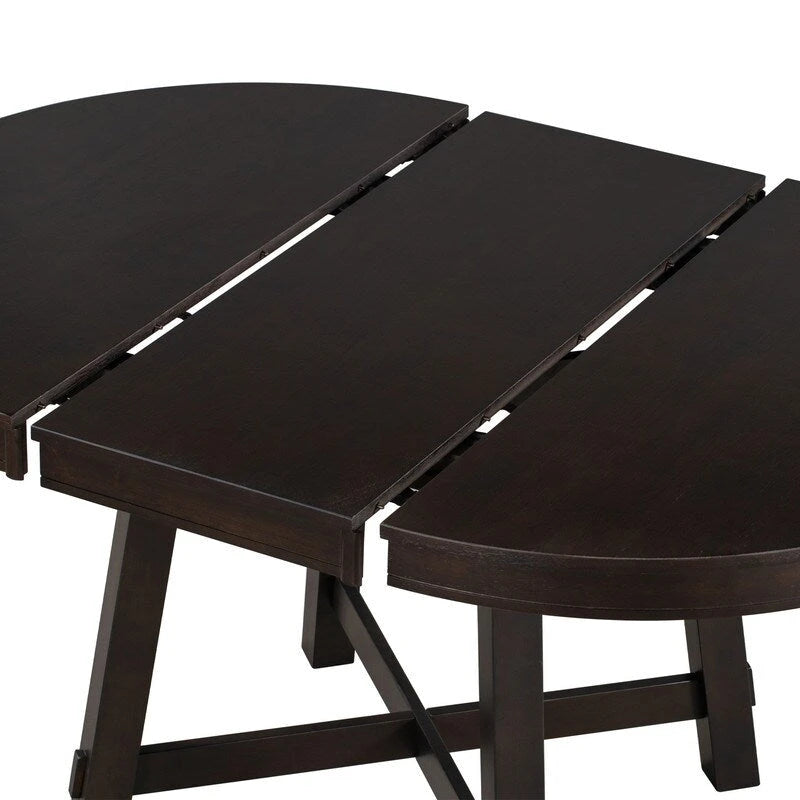 Farmhouse Round Extendable Dining Table with Leaf